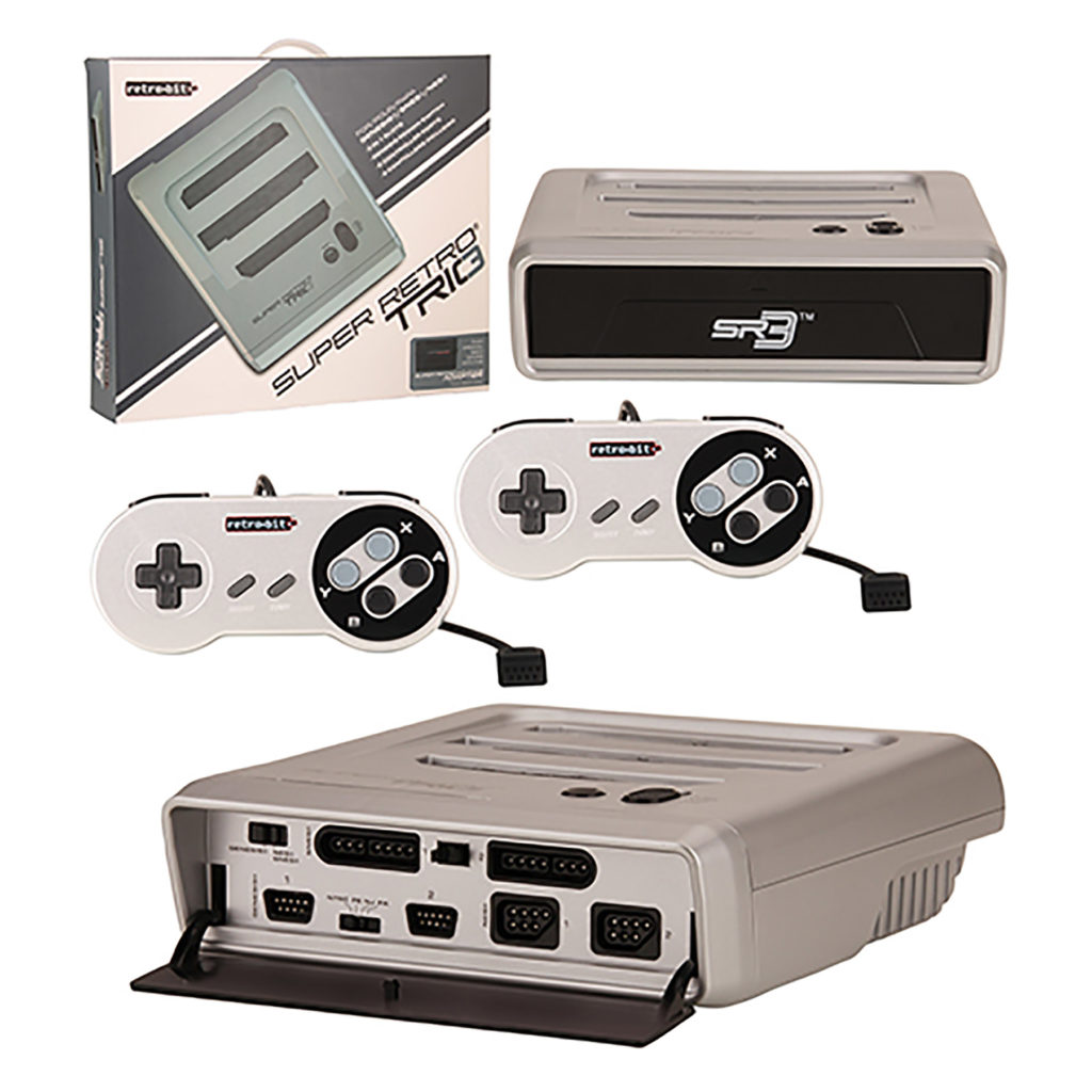 Super RetroTRIO - Console - NES/SNES/Genesis - 3 in 1 System - Silver/Black (Retro-Bit)